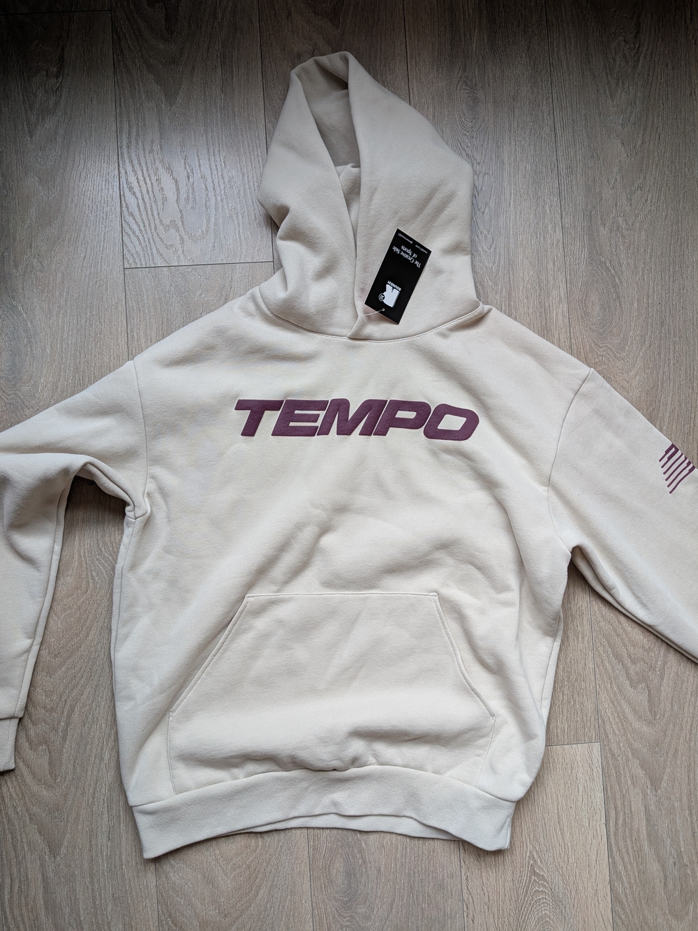 Tempo Logo Cream Hoodie - Pullover Sweatshirt